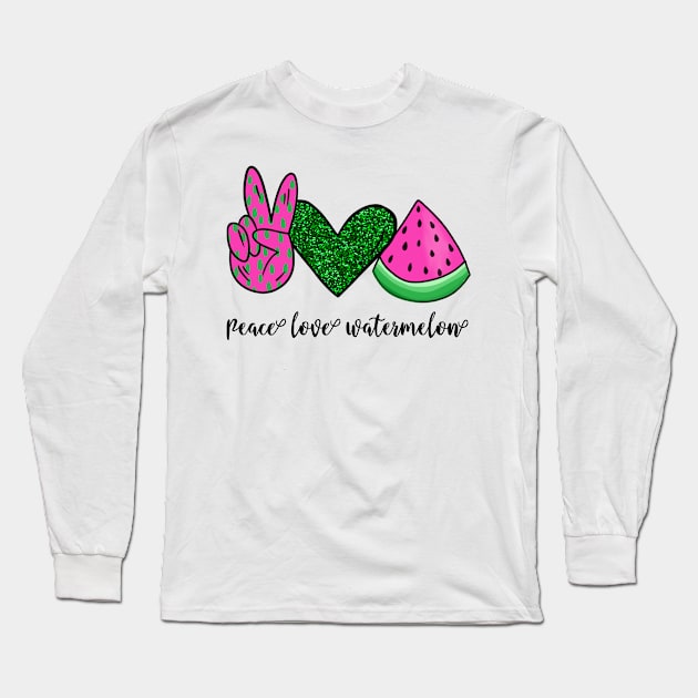 Peace Love and Watermelon Long Sleeve T-Shirt by DANPUBLIC